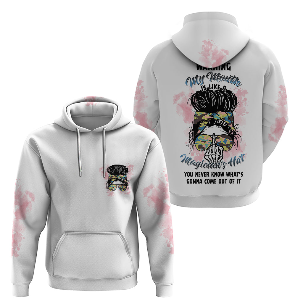 Warning My Mouth Messy Bun Hoodie - Wonder Print Shop