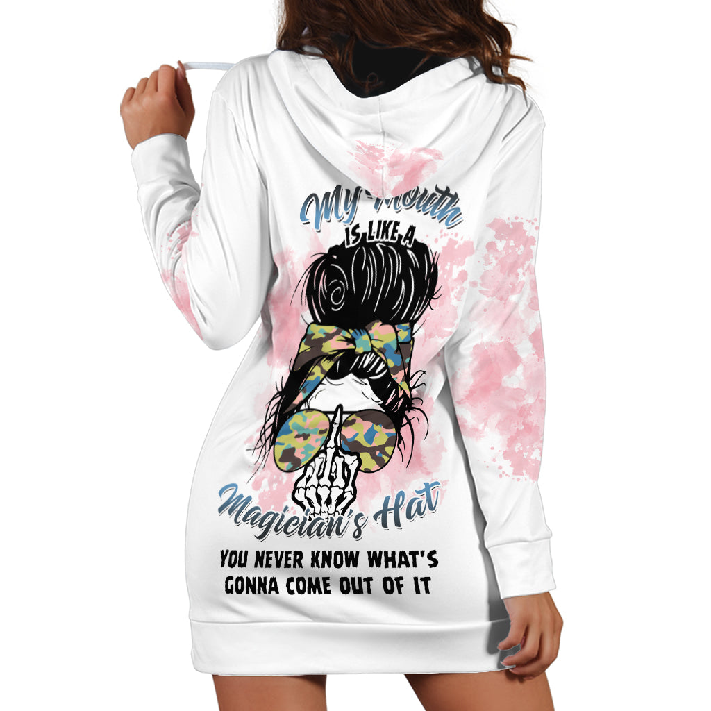 Warning My Mouth Messy Bun Hoodie Dress - Wonder Print Shop