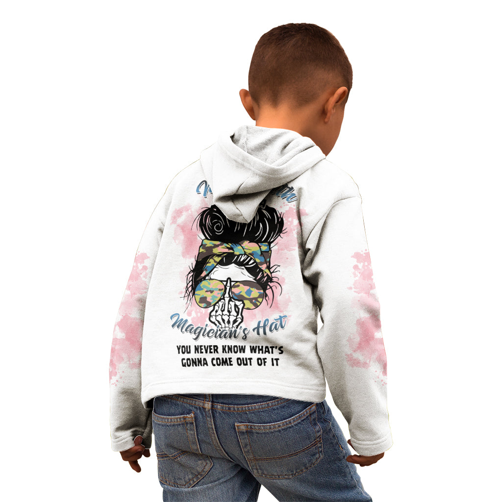Warning My Mouth Messy Bun Kid Hoodie - Wonder Print Shop