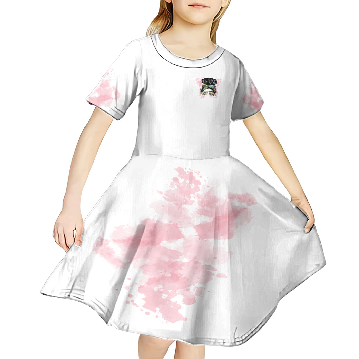 Warning My Mouth Messy Bun Kid Short Sleeve Dress - Wonder Print Shop