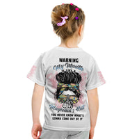 Warning My Mouth Messy Bun Kid T Shirt - Wonder Print Shop