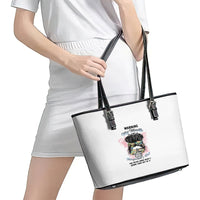 Warning My Mouth Messy Bun Leather Tote Bag - Wonder Print Shop