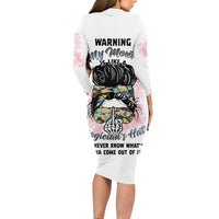Warning My Mouth Messy Bun Long Sleeve Bodycon Dress - Wonder Print Shop