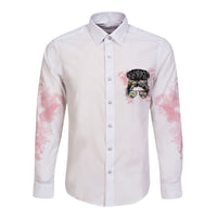 Warning My Mouth Messy Bun Long Sleeve Button Shirt - Wonder Print Shop
