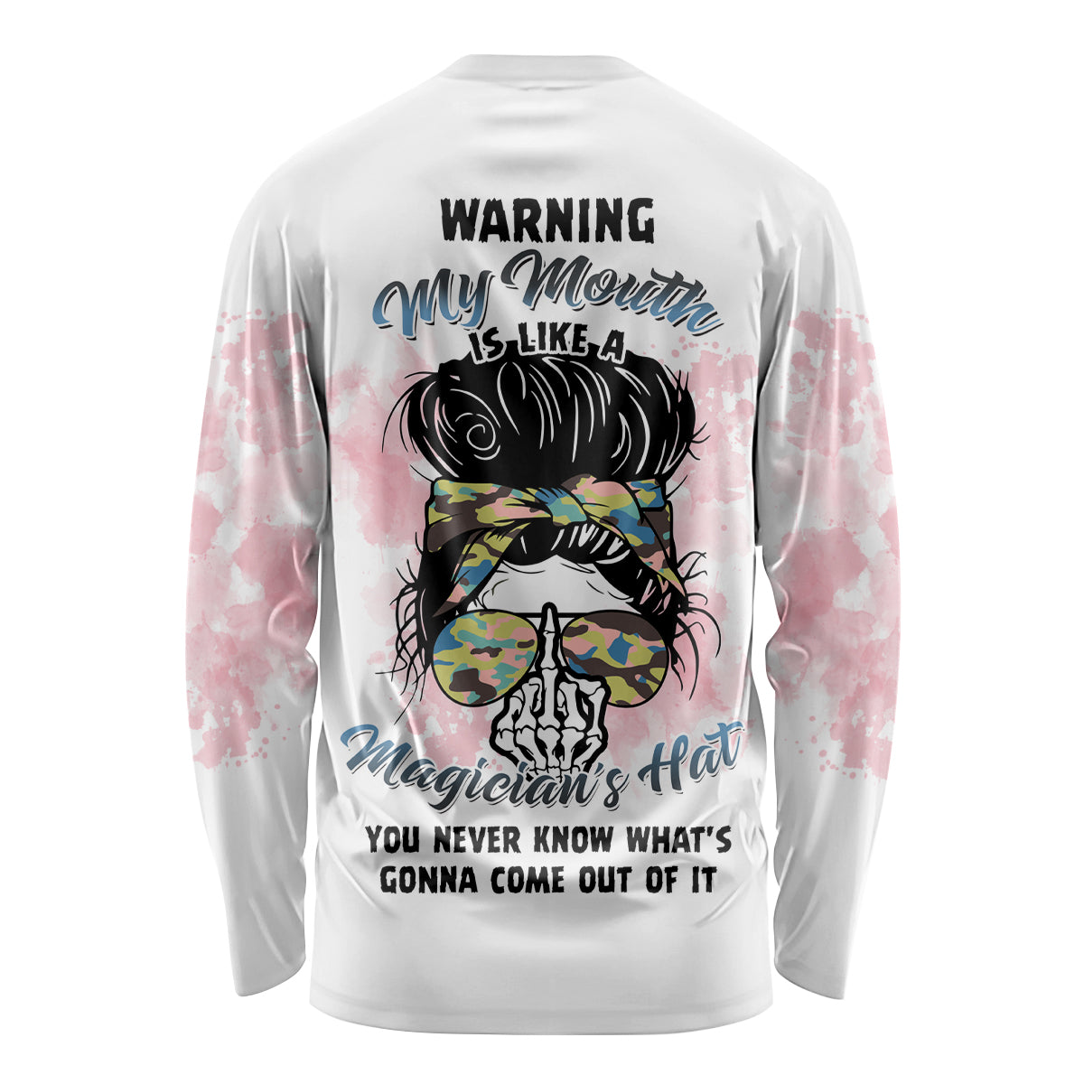 Warning My Mouth Messy Bun Long Sleeve Shirt - Wonder Print Shop