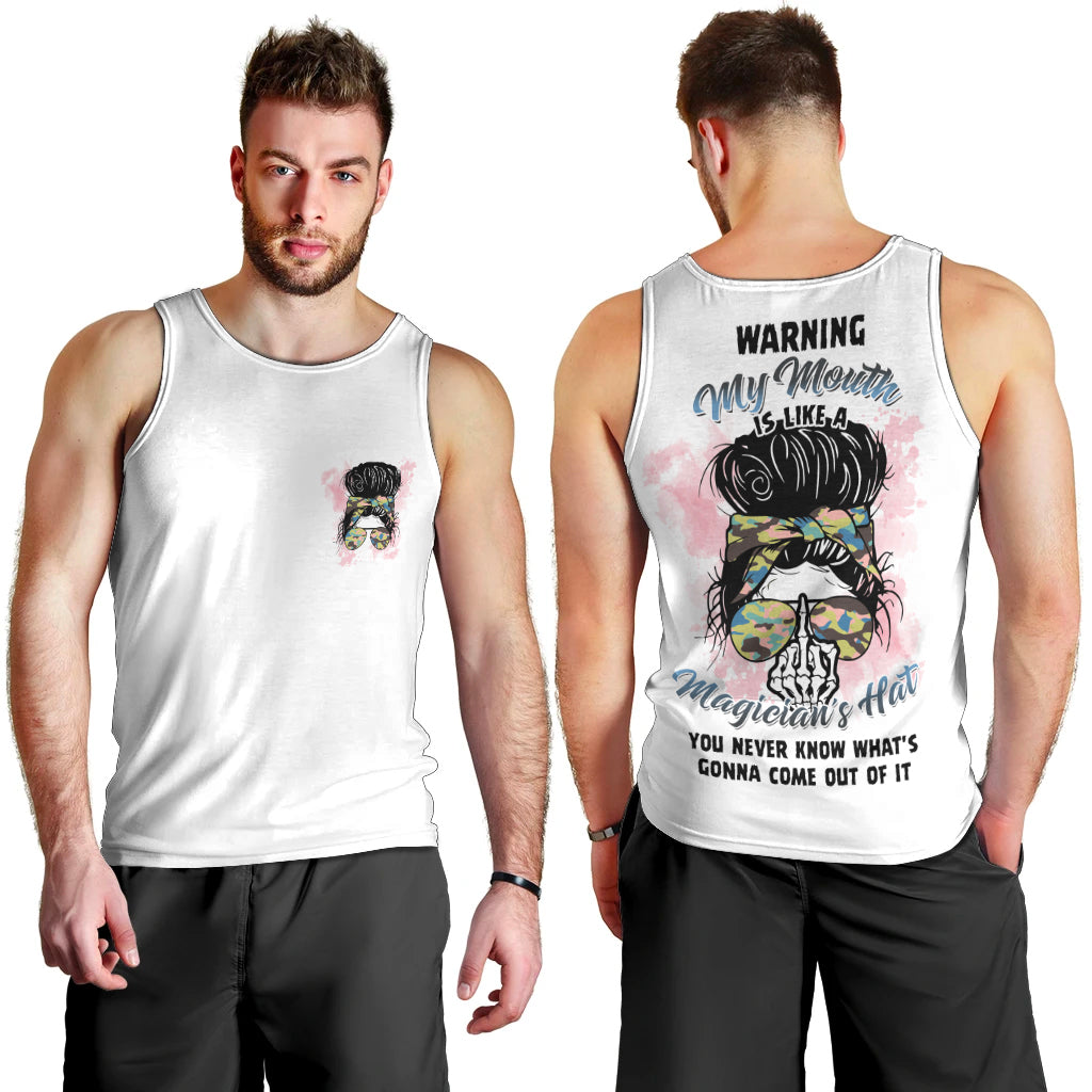 Warning My Mouth Messy Bun Men Tank Top - Wonder Print Shop