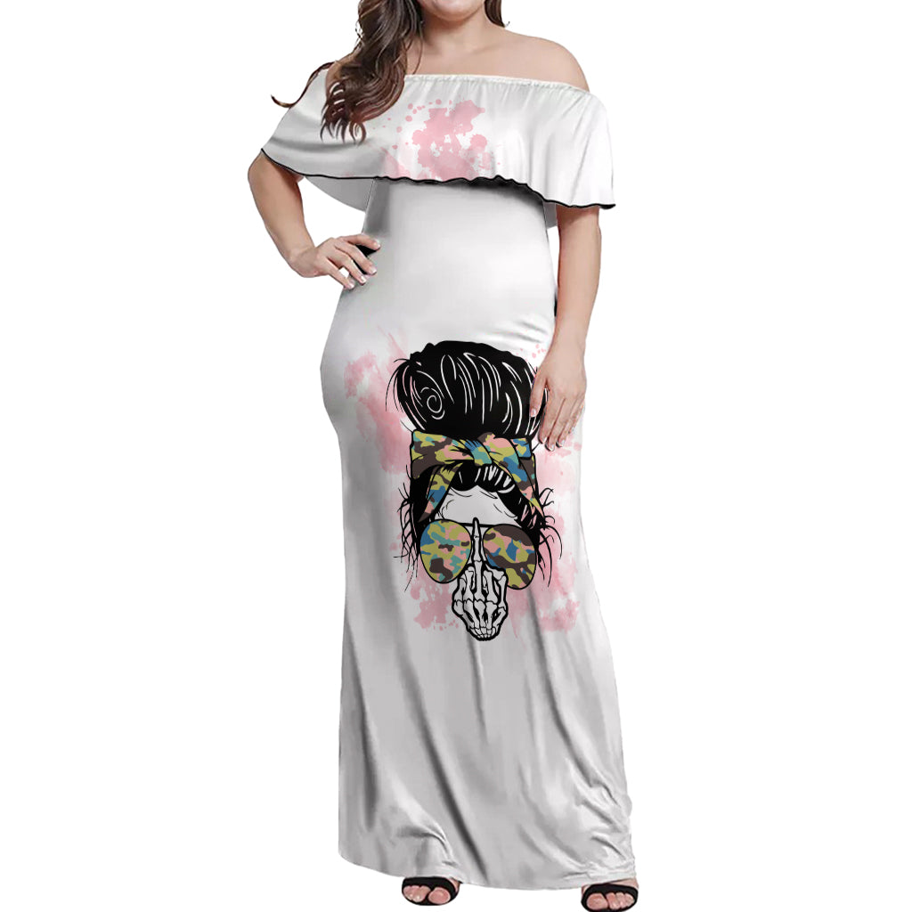 Warning My Mouth Messy Bun Off Shoulder Maxi Dress - Wonder Print Shop