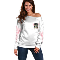 Warning My Mouth Messy Bun Off Shoulder Sweater - Wonder Print Shop