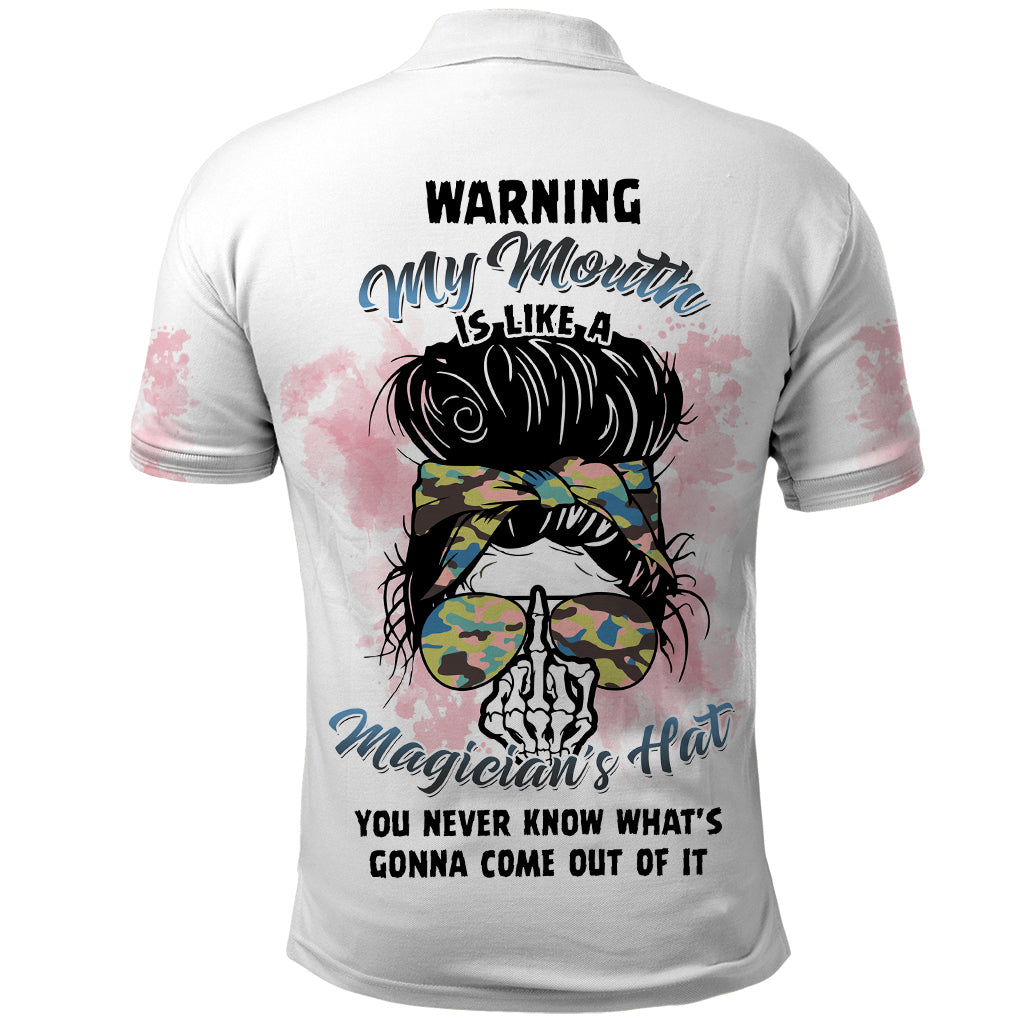 Warning My Mouth Messy Bun Polo Shirt - Wonder Print Shop