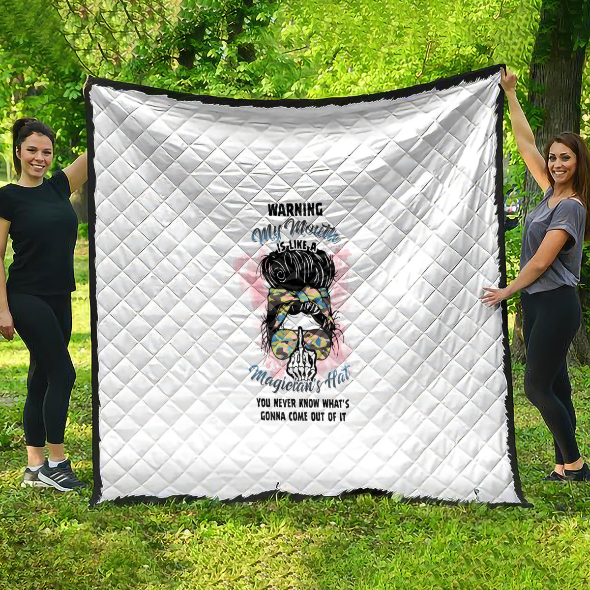 Warning My Mouth Messy Bun Quilt - Wonder Print Shop
