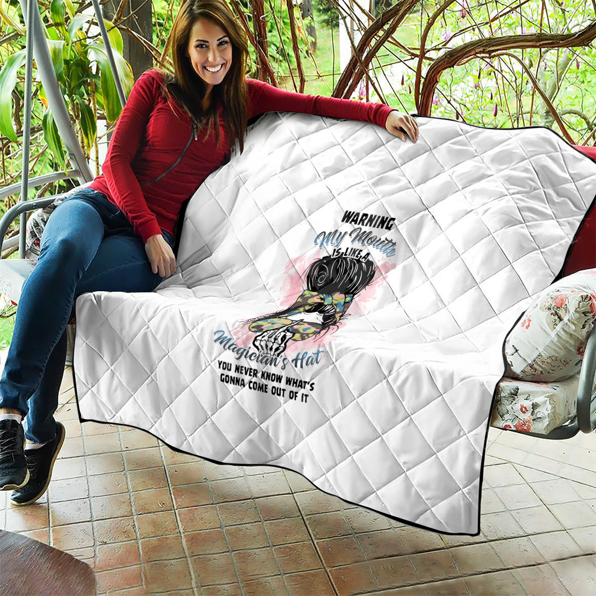 Warning My Mouth Messy Bun Quilt - Wonder Print Shop