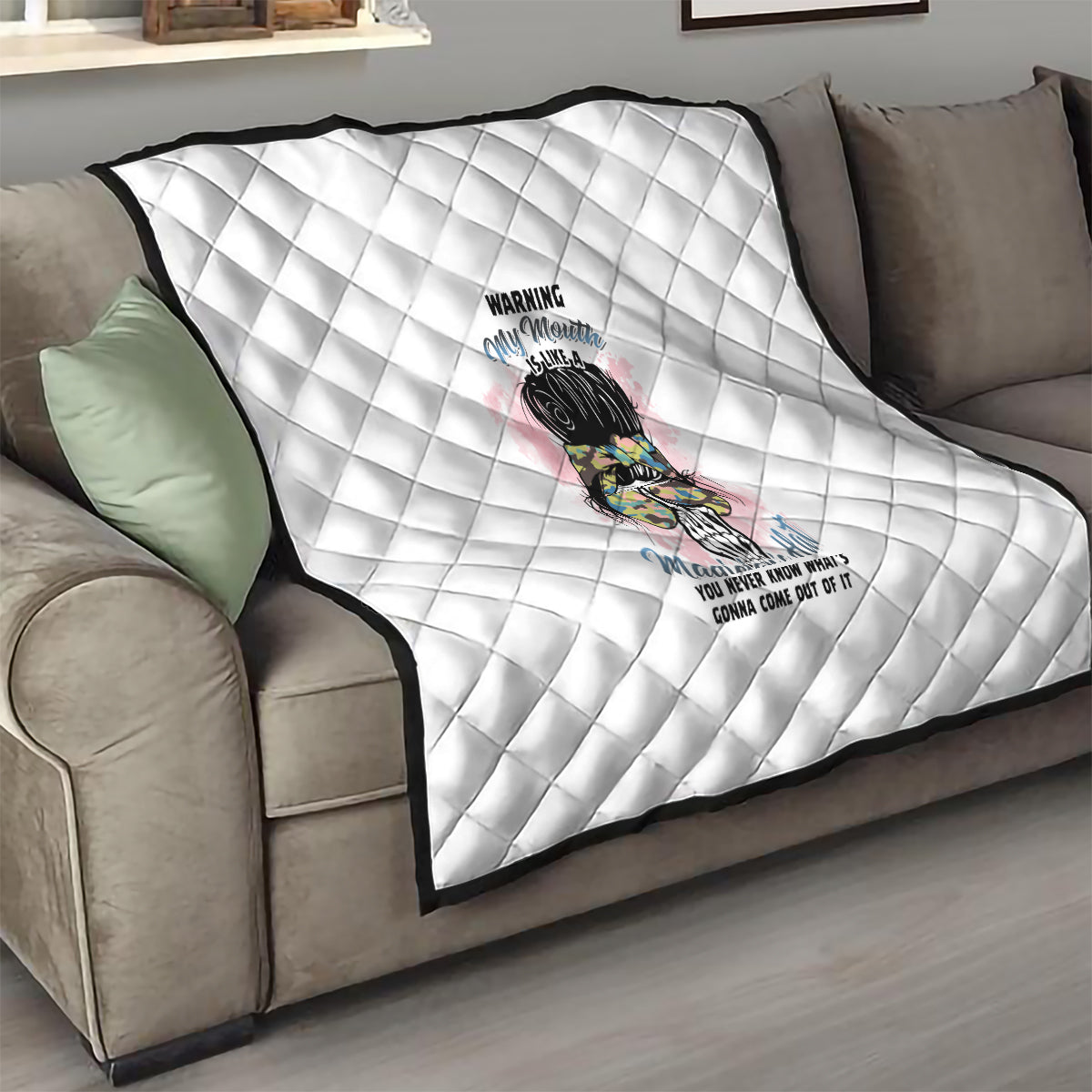 Warning My Mouth Messy Bun Quilt - Wonder Print Shop