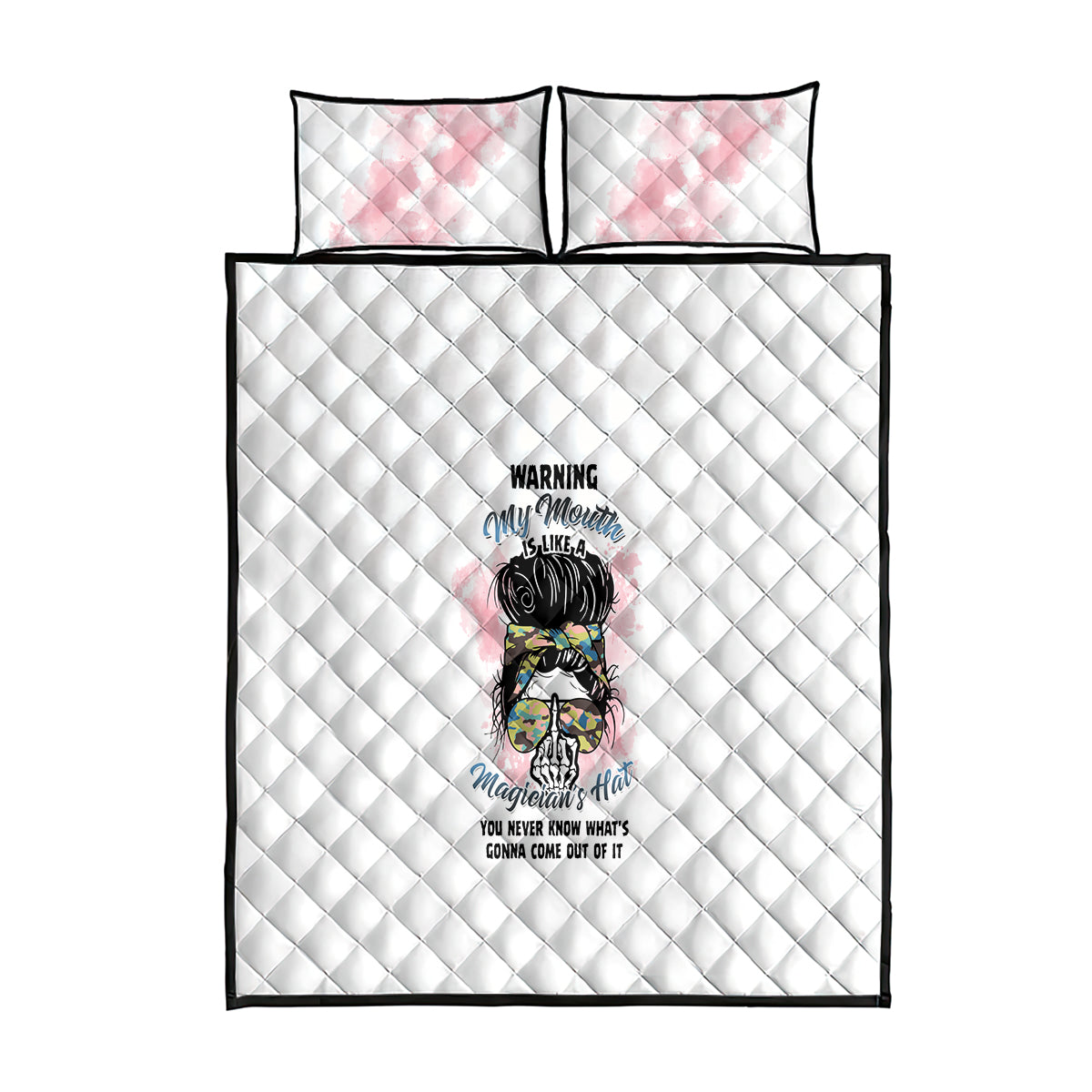 Warning My Mouth Messy Bun Quilt Bed Set - Wonder Print Shop