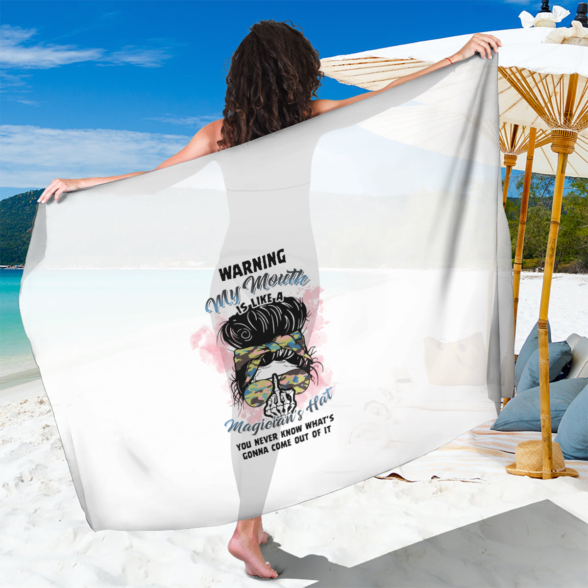 Warning My Mouth Messy Bun Sarong - Wonder Print Shop