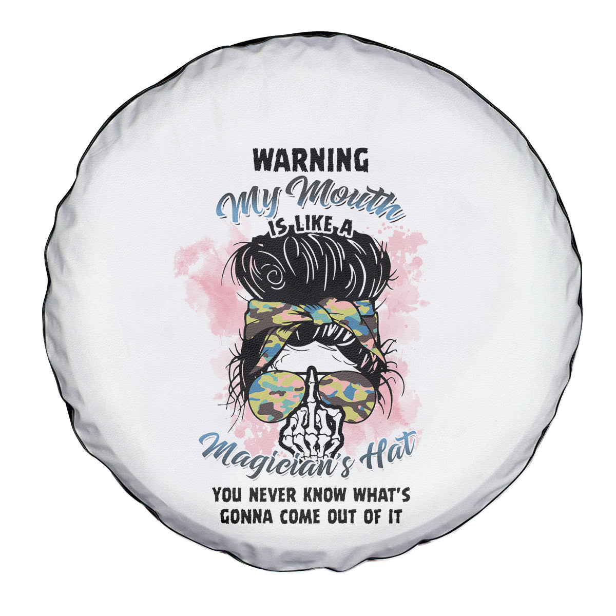 Warning My Mouth Messy Bun Spare Tire Cover - Wonder Print Shop
