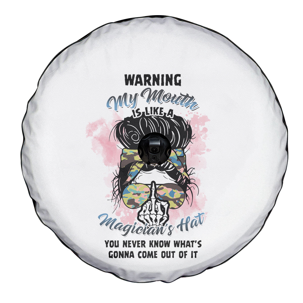 Warning My Mouth Messy Bun Spare Tire Cover - Wonder Print Shop