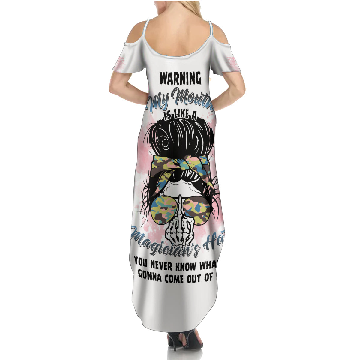 Warning My Mouth Messy Bun Summer Maxi Dress - Wonder Print Shop