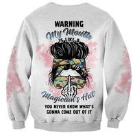 Warning My Mouth Messy Bun Sweatshirt - Wonder Print Shop
