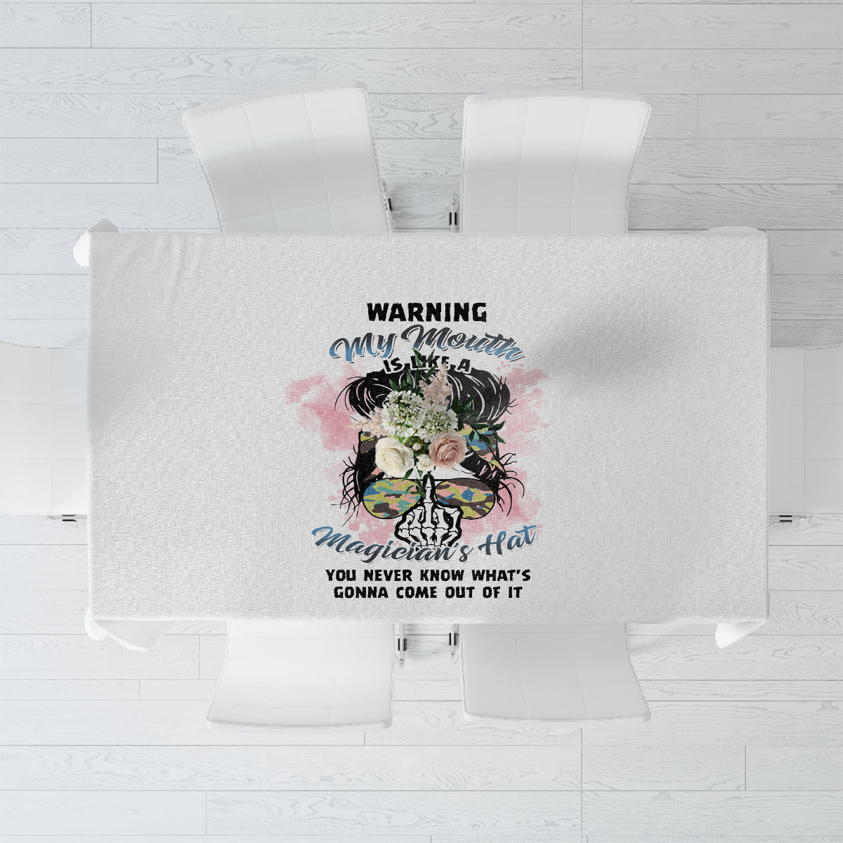 Warning My Mouth Messy Bun Tablecloth - Wonder Print Shop