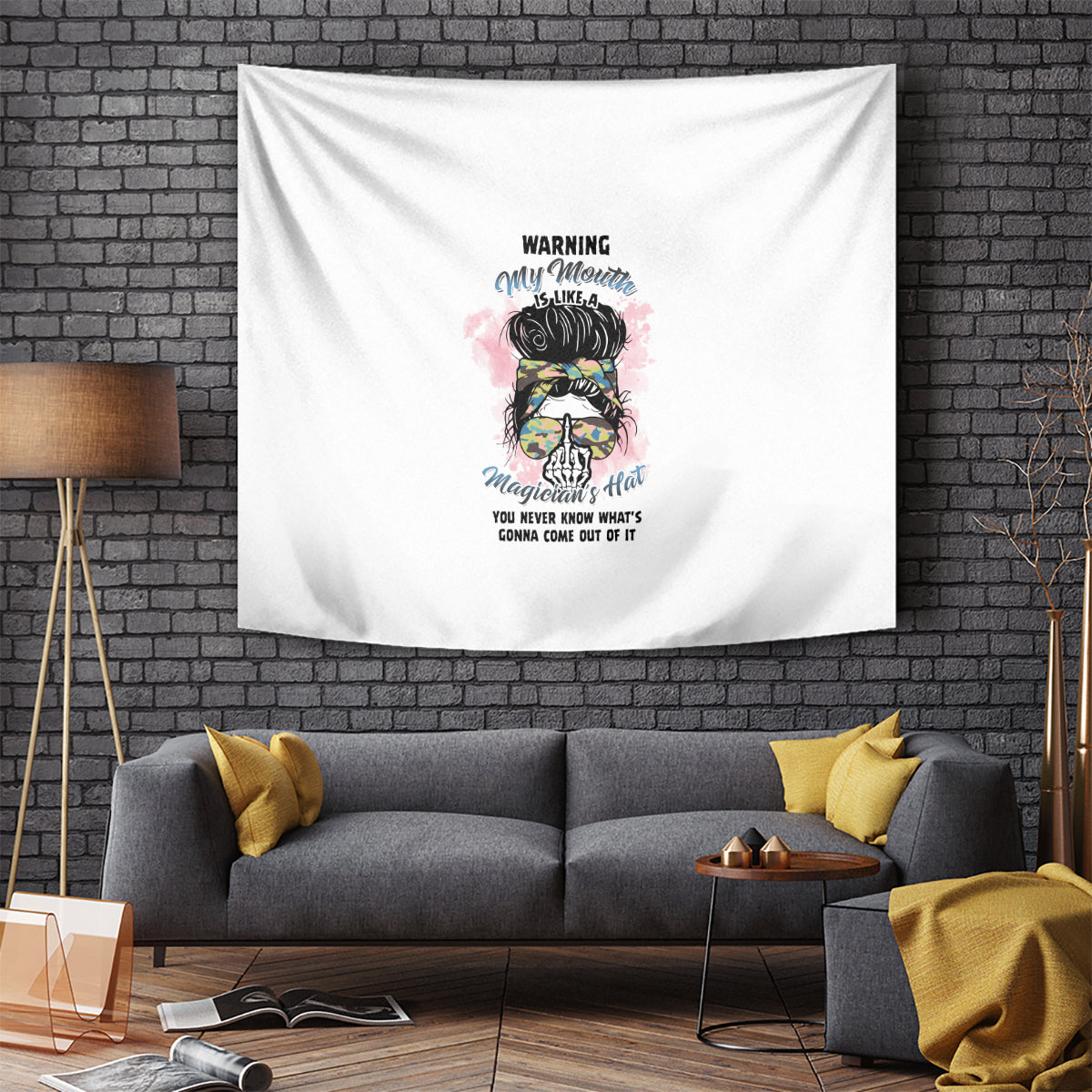 Warning My Mouth Messy Bun Tapestry - Wonder Print Shop