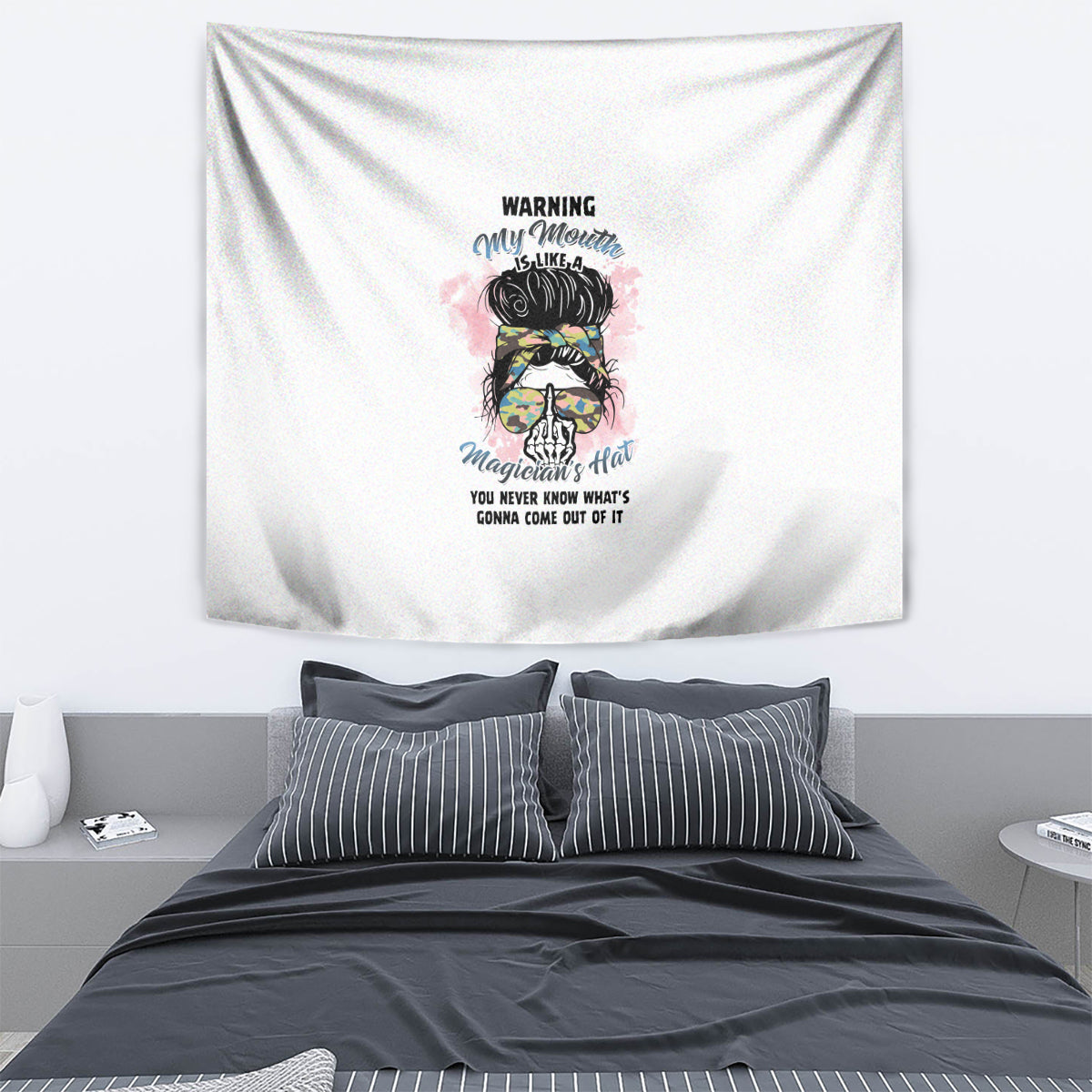 Warning My Mouth Messy Bun Tapestry - Wonder Print Shop
