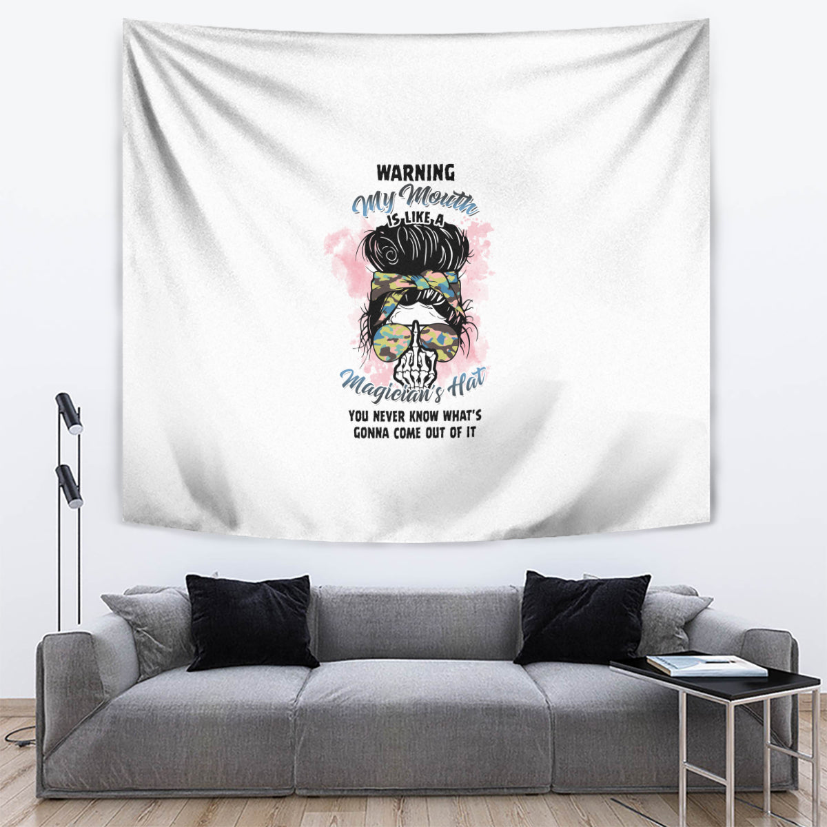 Warning My Mouth Messy Bun Tapestry - Wonder Print Shop