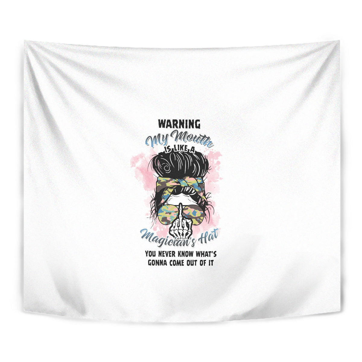 Warning My Mouth Messy Bun Tapestry - Wonder Print Shop