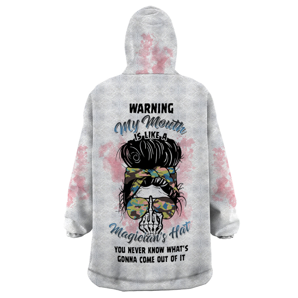 Warning My Mouth Messy Bun Wearable Blanket Hoodie - Wonder Print Shop