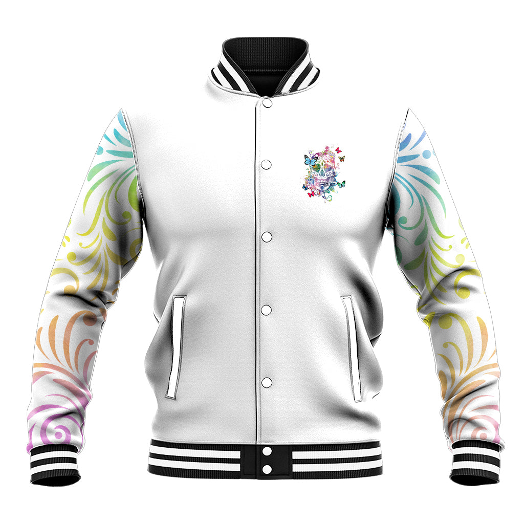I Try To Avoid Drama Sugar Skull Colorful Baseball Jacket - Wonder Print Shop