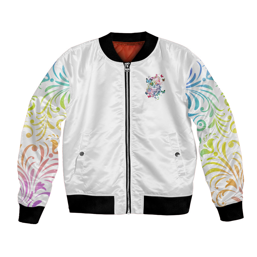 I Try To Avoid Drama Sugar Skull Colorful Bomber Jacket - Wonder Print Shop