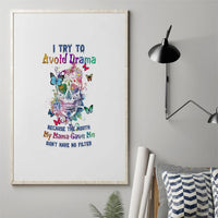 I Try To Avoid Drama Sugar Skull Colorful Canvas Wall Art - Wonder Print Shop
