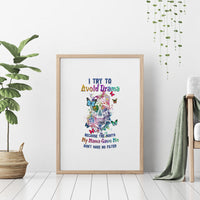 I Try To Avoid Drama Sugar Skull Colorful Canvas Wall Art - Wonder Print Shop