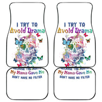 I Try To Avoid Drama Sugar Skull Colorful Car Mats - Wonder Print Shop