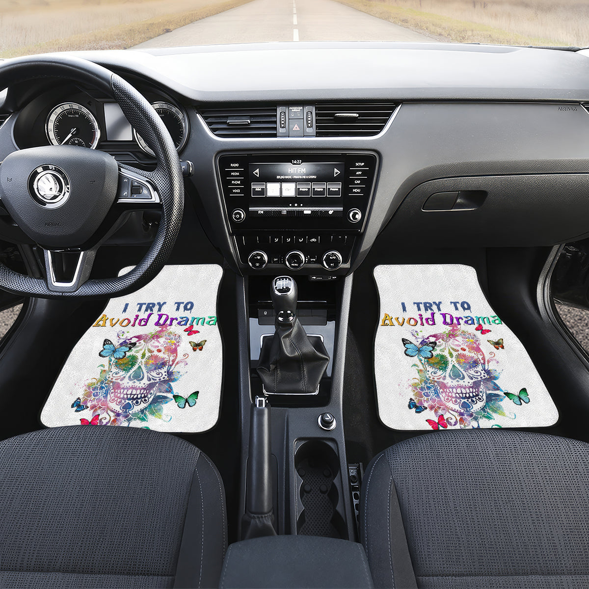 I Try To Avoid Drama Sugar Skull Colorful Car Mats - Wonder Print Shop