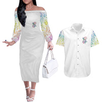 I Try To Avoid Drama Sugar Skull Colorful Couples Matching Off The Shoulder Long Sleeve Dress and Hawaiian Shirt - Wonder Print Shop