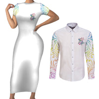 I Try To Avoid Drama Sugar Skull Colorful Couples Matching Short Sleeve Bodycon Dress and Long Sleeve Button Shirt - Wonder Print Shop