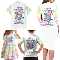 I Try To Avoid Drama Sugar Skull Colorful Family Matching Long Sleeve Bodycon Dress and Hawaiian Shirt - Wonder Print Shop