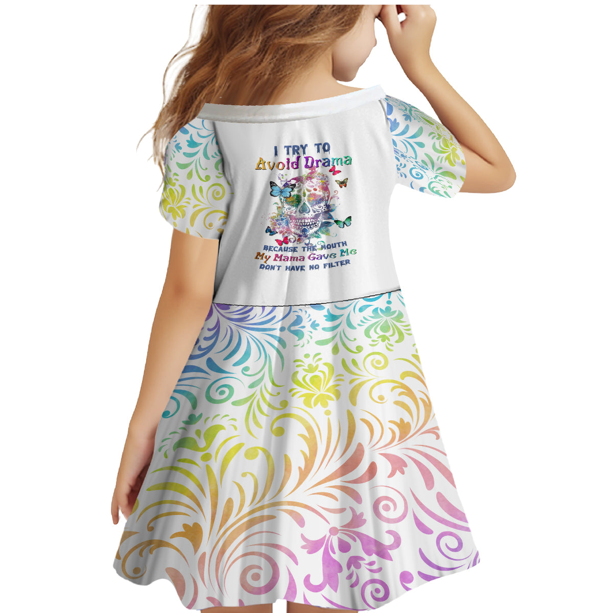 I Try To Avoid Drama Sugar Skull Colorful Family Matching Mermaid Dress and Hawaiian Shirt - Wonder Print Shop