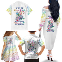 I Try To Avoid Drama Sugar Skull Colorful Family Matching Off Shoulder Long Sleeve Dress and Hawaiian Shirt - Wonder Print Shop