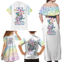 I Try To Avoid Drama Sugar Skull Colorful Family Matching Off Shoulder Maxi Dress and Hawaiian Shirt - Wonder Print Shop
