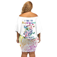 I Try To Avoid Drama Sugar Skull Colorful Family Matching Off Shoulder Short Dress and Hawaiian Shirt - Wonder Print Shop