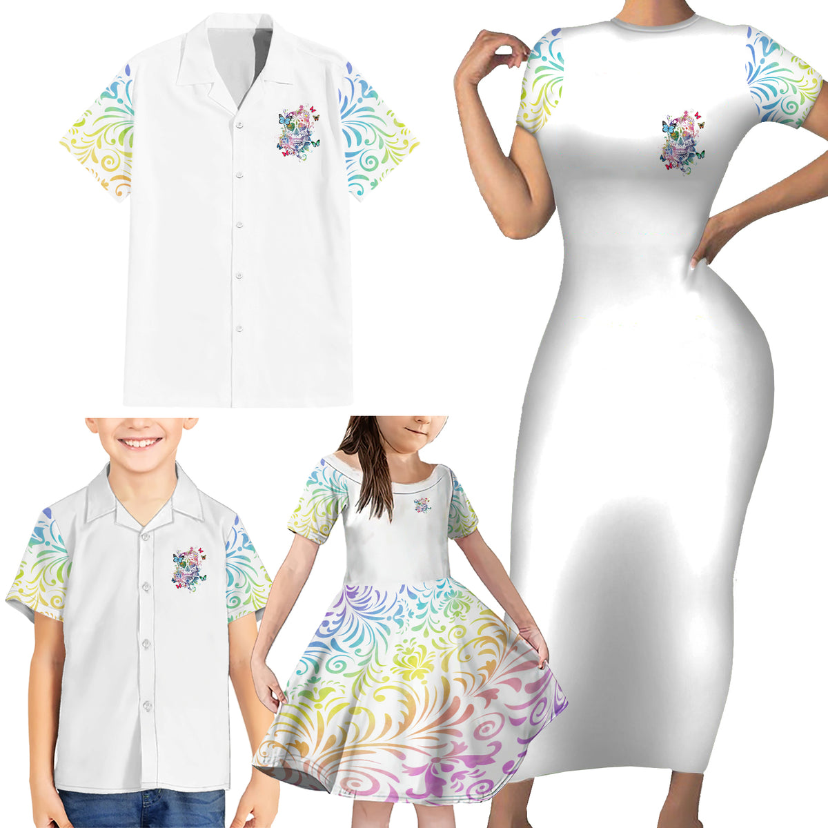 I Try To Avoid Drama Sugar Skull Colorful Family Matching Short Sleeve Bodycon Dress and Hawaiian Shirt - Wonder Print Shop