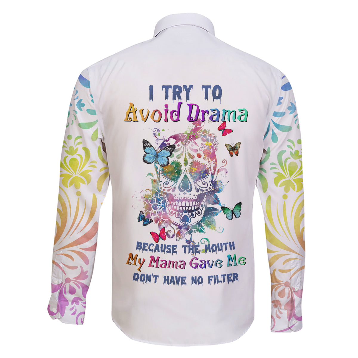 I Try To Avoid Drama Sugar Skull Colorful Family Matching Short Sleeve Bodycon Dress and Hawaiian Shirt - Wonder Print Shop