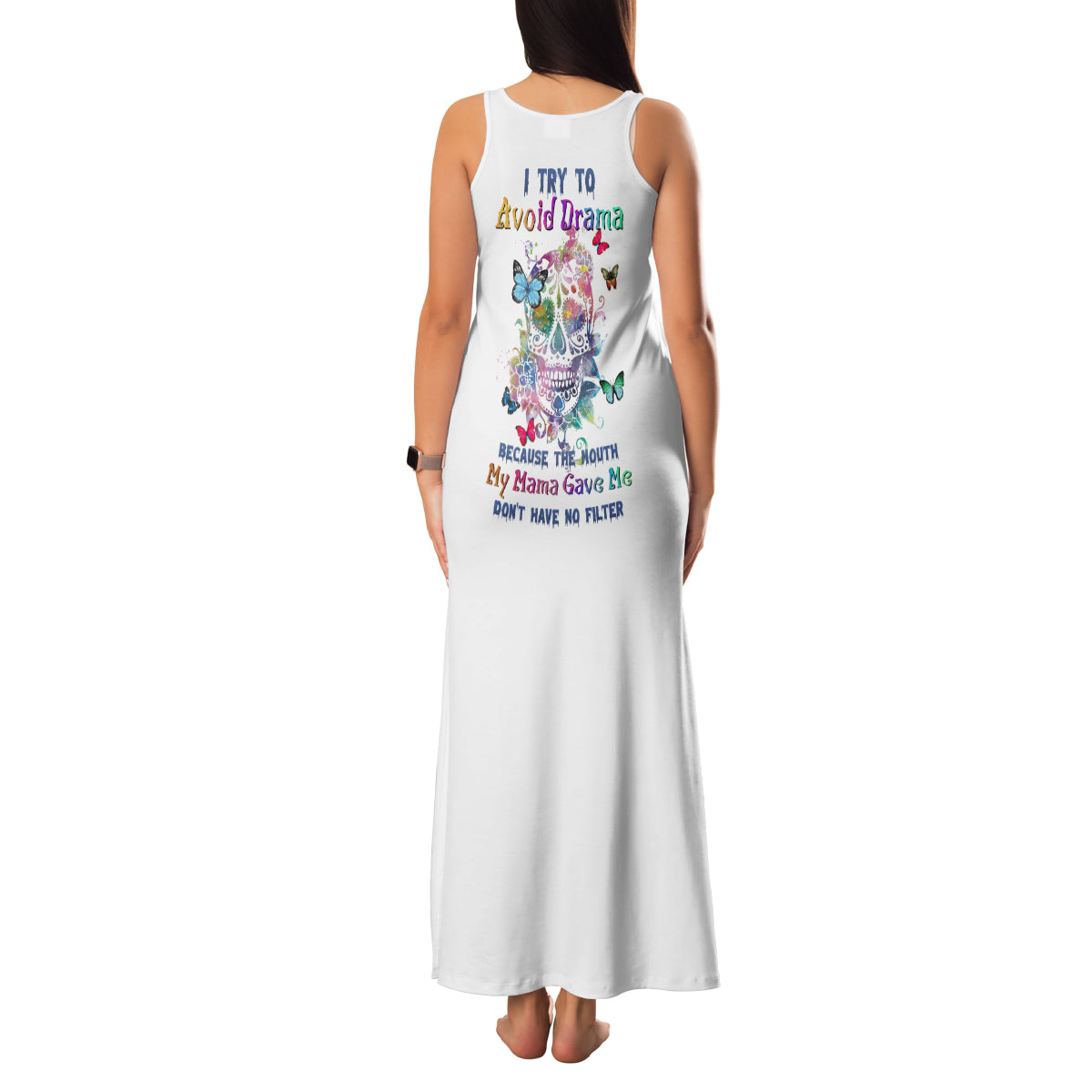 I Try To Avoid Drama Sugar Skull Colorful Family Matching Tank Maxi Dress and Hawaiian Shirt - Wonder Print Shop