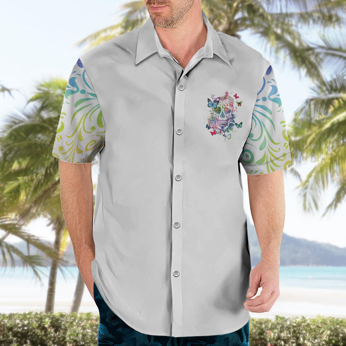 I Try To Avoid Drama Sugar Skull Colorful Hawaiian Shirt - Wonder Print Shop