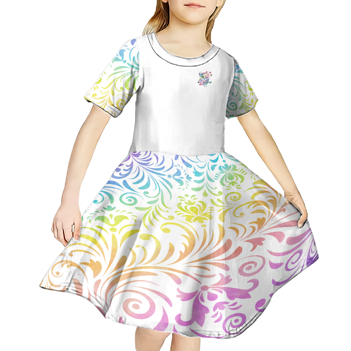 I Try To Avoid Drama Sugar Skull Colorful Kid Short Sleeve Dress - Wonder Print Shop