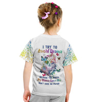 I Try To Avoid Drama Sugar Skull Colorful Kid T Shirt - Wonder Print Shop