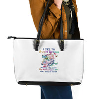 I Try To Avoid Drama Sugar Skull Colorful Leather Tote Bag - Wonder Print Shop