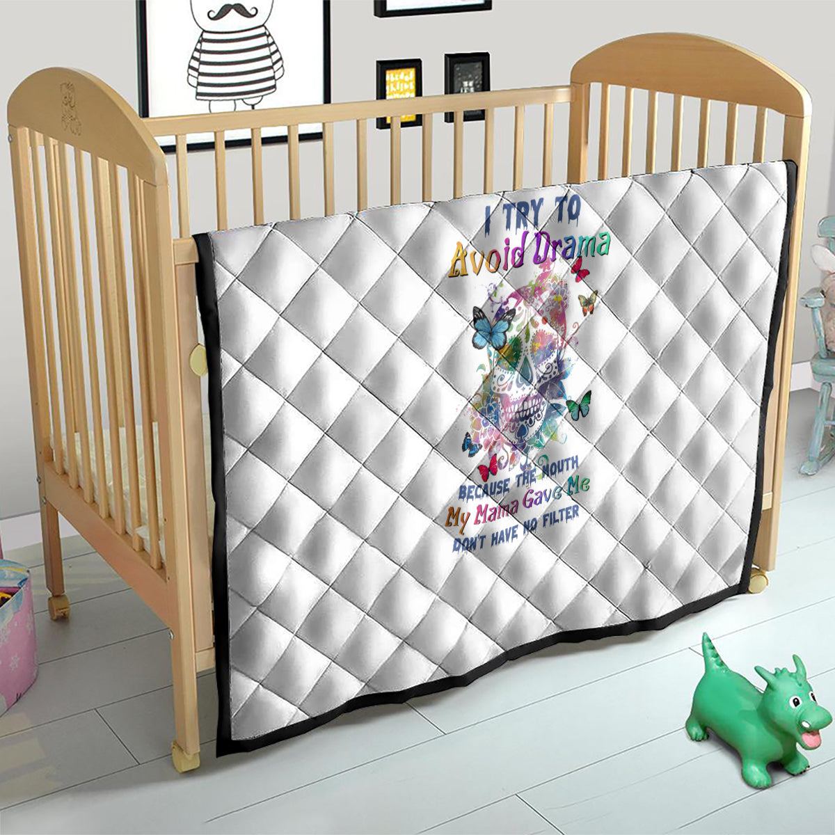 I Try To Avoid Drama Sugar Skull Colorful Quilt - Wonder Print Shop