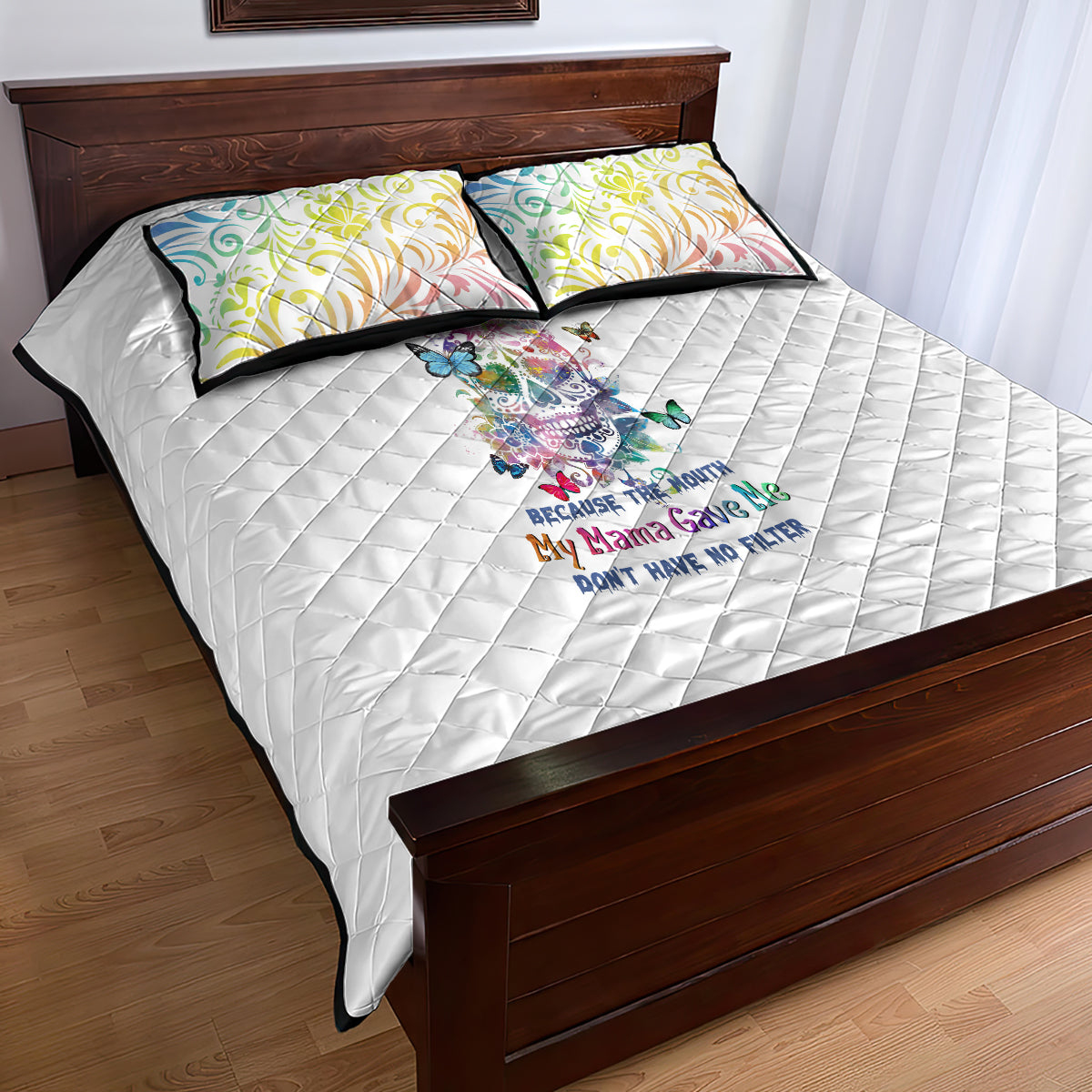 I Try To Avoid Drama Sugar Skull Colorful Quilt Bed Set - Wonder Print Shop